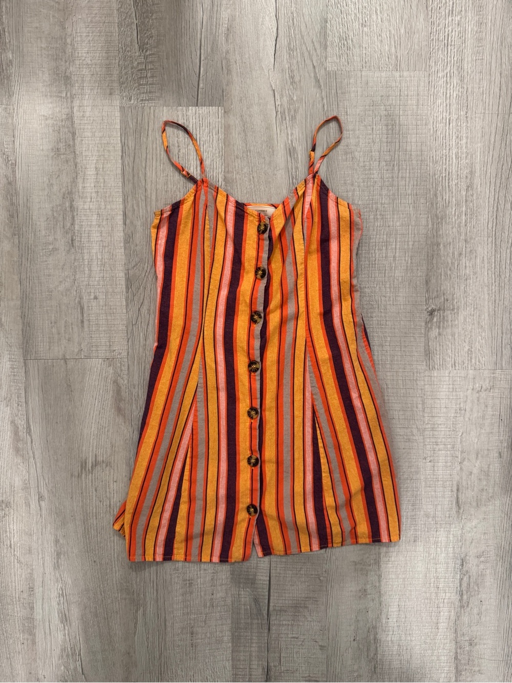 Women's Striped Button-Front Cami Dress in Orange and Pink
